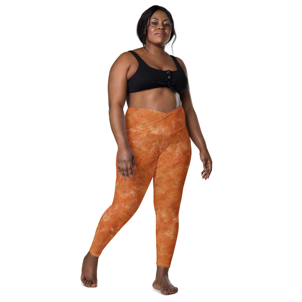 Amber Watercolor Crossover Leggings with Pockets